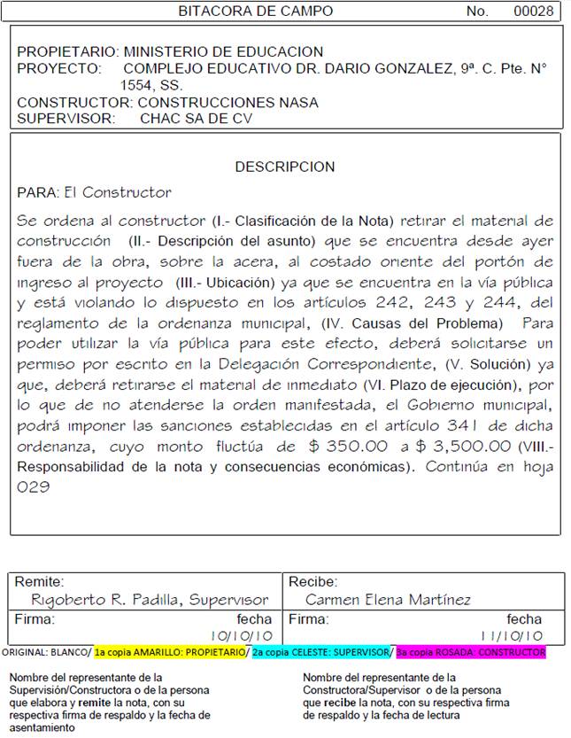 Mundo Informa El Uso De La Bitacora De Obra 4939