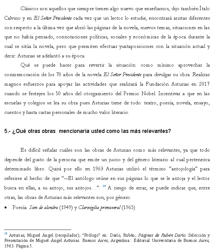 Apuntes para entrevista sobre Miguel Ángel Asturias: a 70 