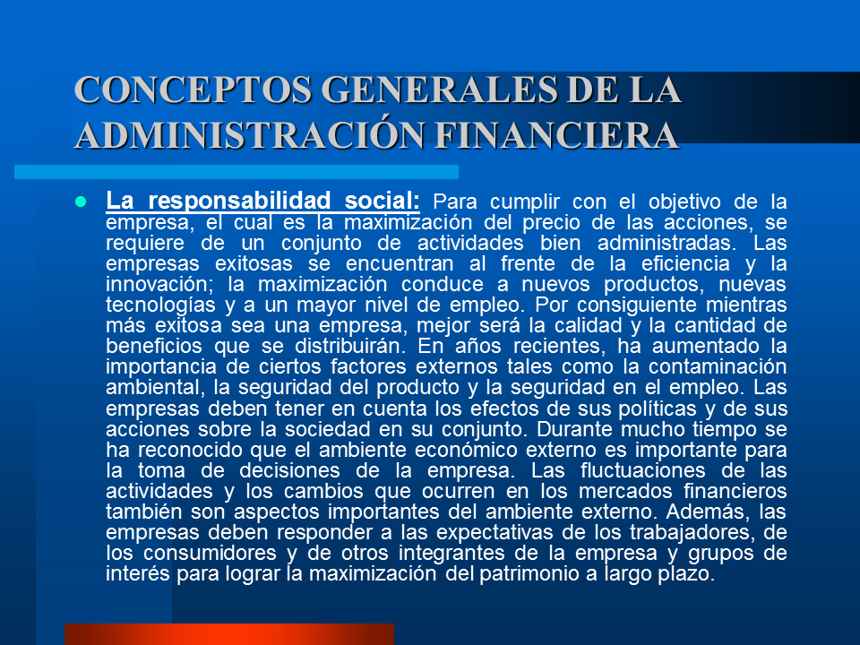 Conceptos Generales De La Administración Financiera