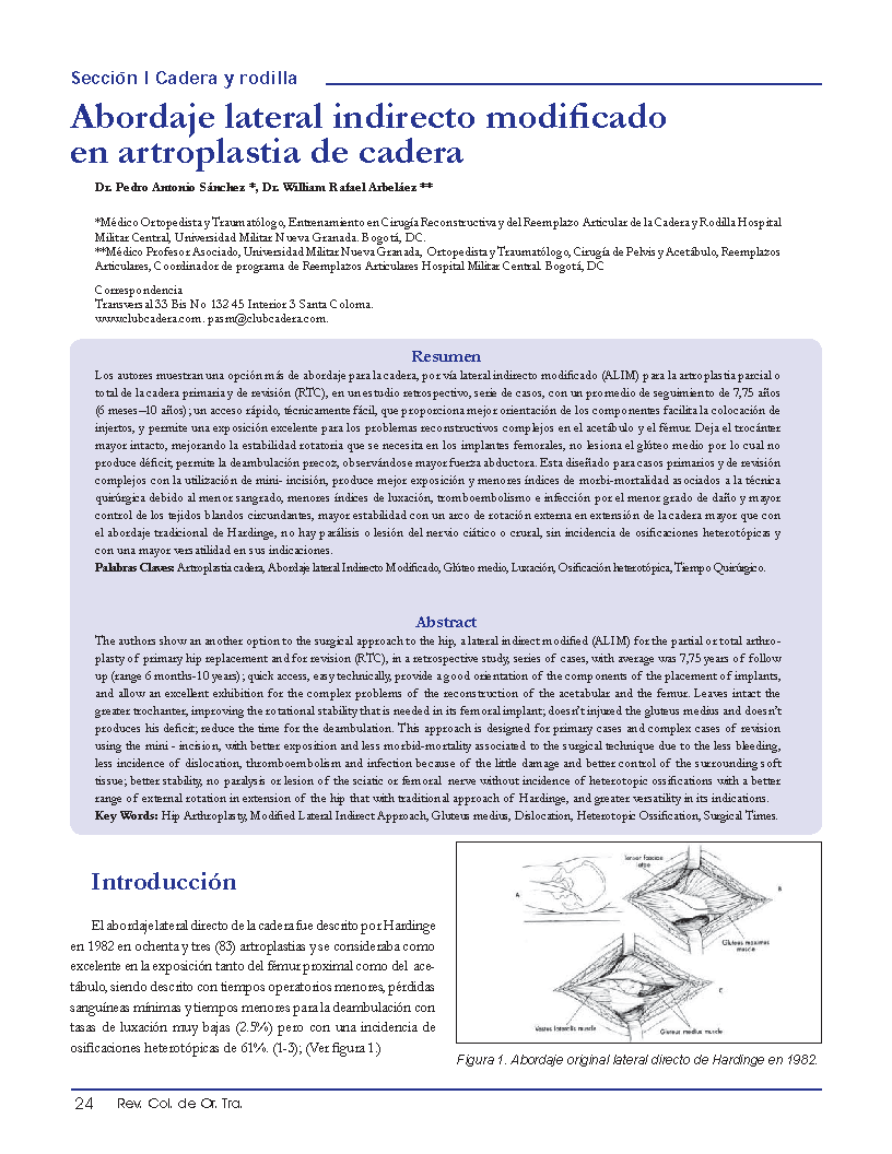 Abordaje Lateral Indirecto Modificado En Artroplastia De Cadera