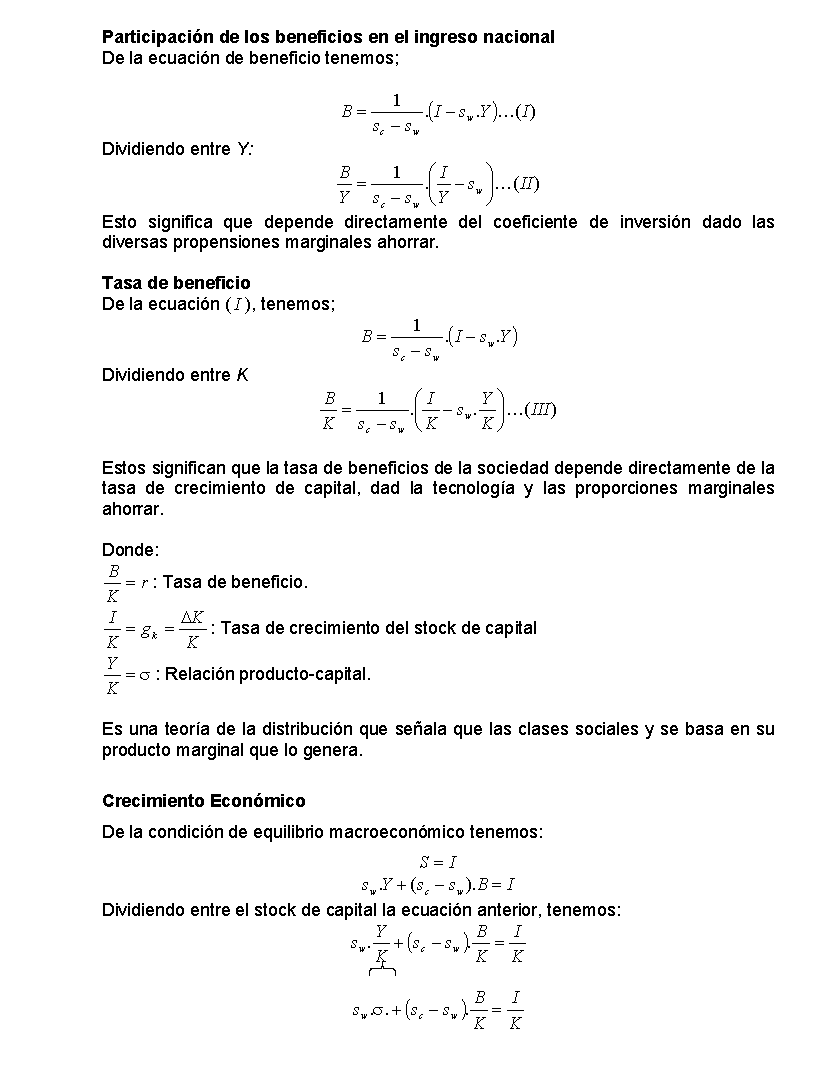 El Modelo de Kaldor (Enfoque de Cambridge) (página 2)