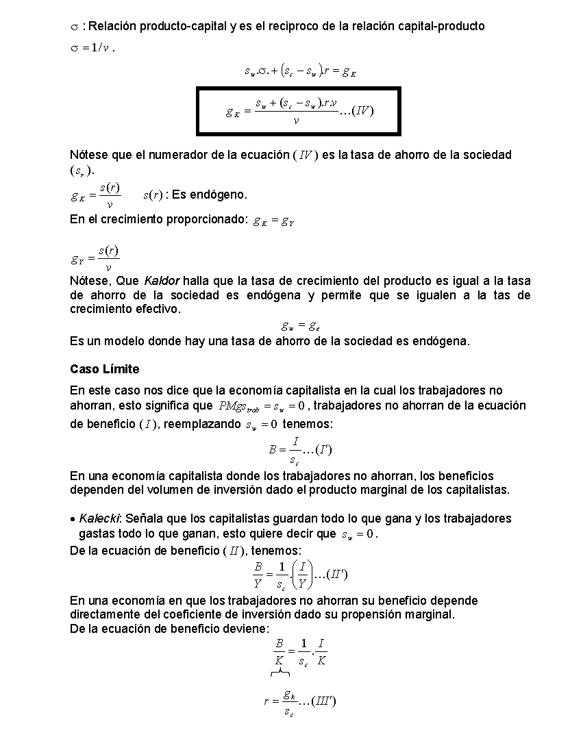 El Modelo de Kaldor (Enfoque de Cambridge) (página 2)