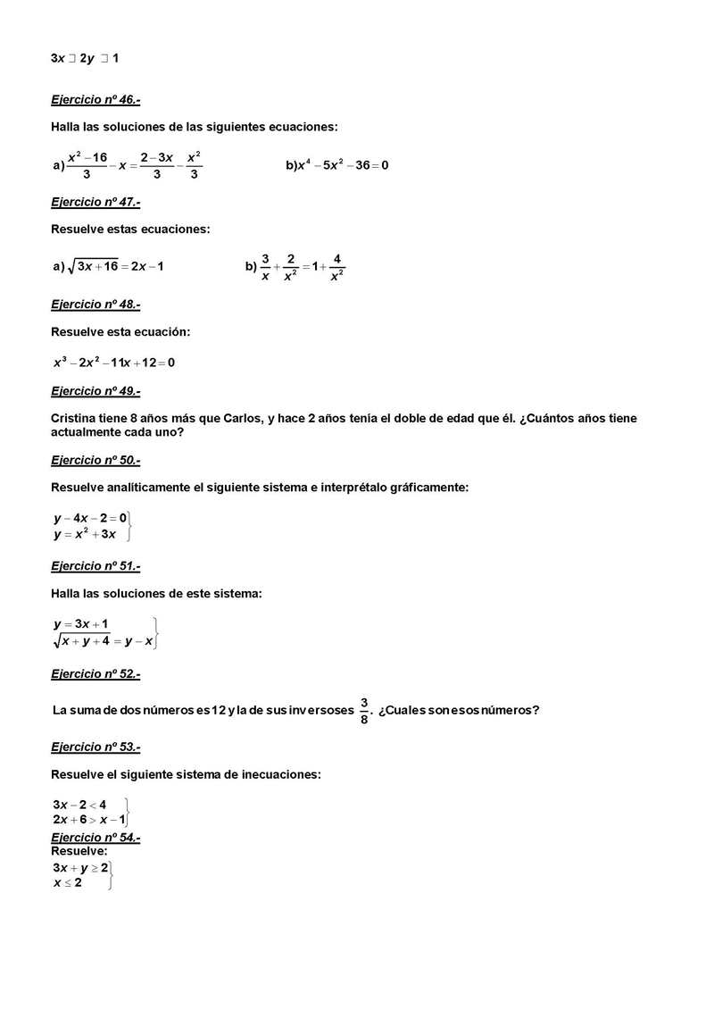 Ecuaciones Inecuaciones Y Sistemas Monografiascom