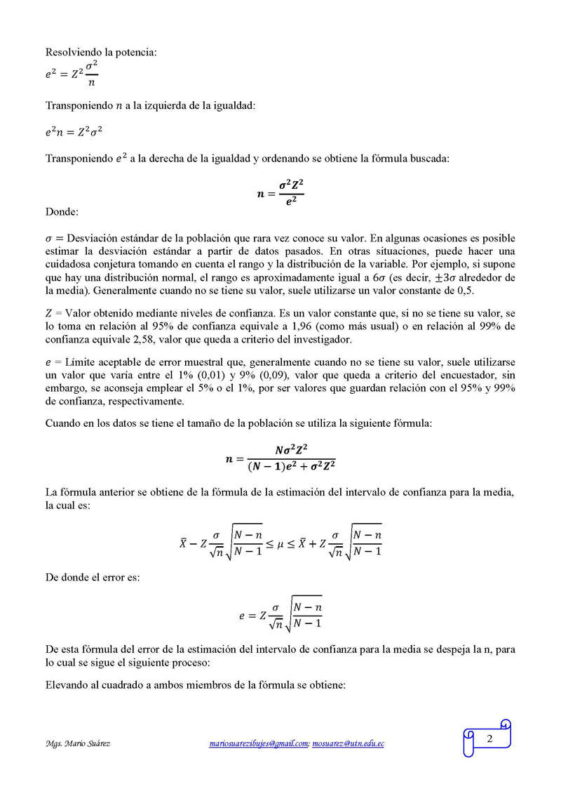 Tamaño de la muestra con Excel