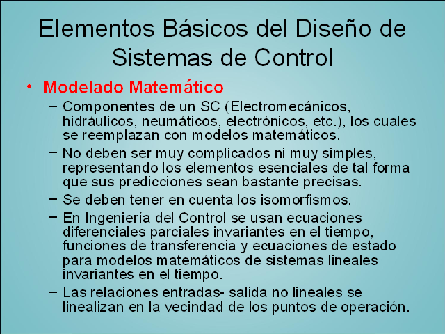 Análisis básico de sistemas de control. Ecuaciones de espacio – estado