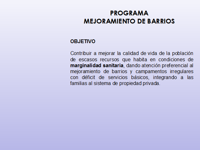 Programa Mejoramiento De Barrios