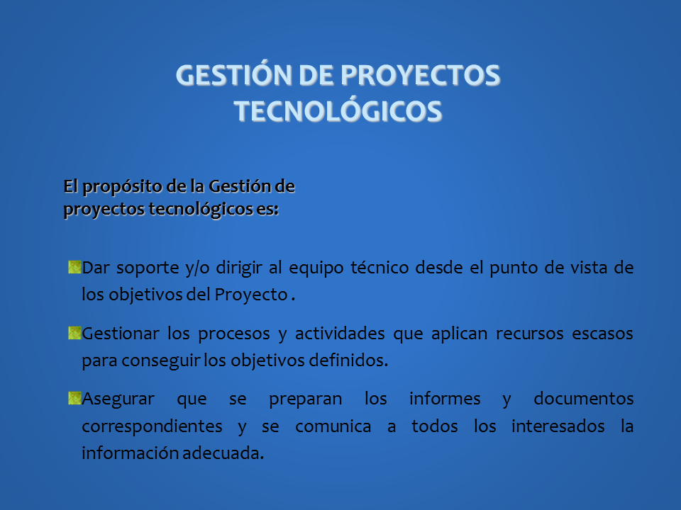 Gestión de Proyectos Tecnológicos