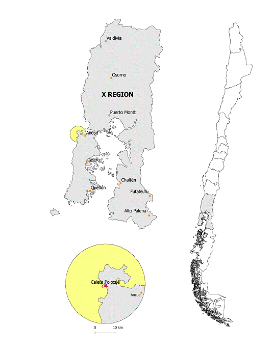 Mapa batimétrico sobre el sitio de pesca artesanal Piedra Ladío en