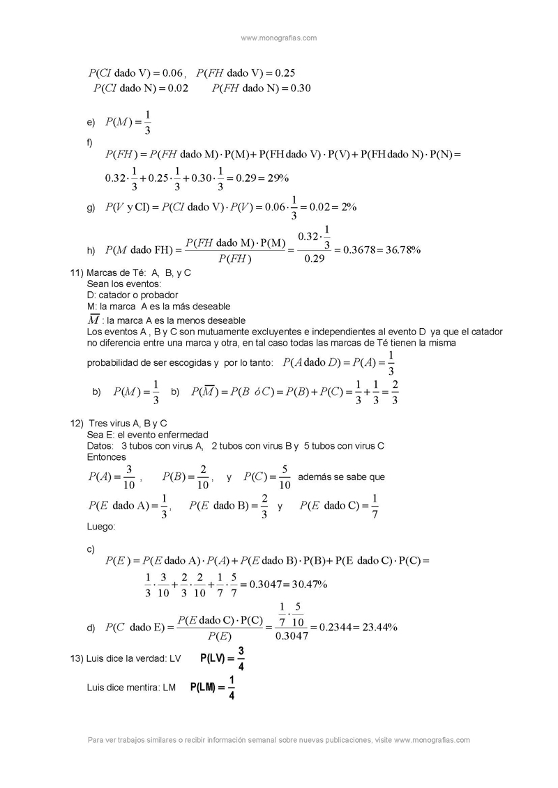 Ejercicios De Probabilidad Monografias Com